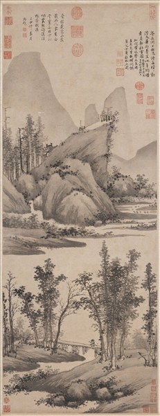 明沈周溪橋訪友　軸