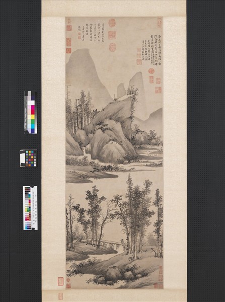 明沈周溪橋訪友　軸