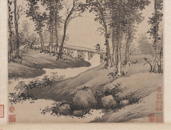 明沈周溪橋訪友　軸