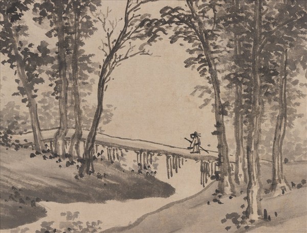 明沈周溪橋訪友　軸