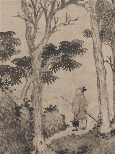 明沈周汲泉煮茗圖　軸