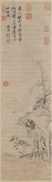 明沈周春水新鵝　軸