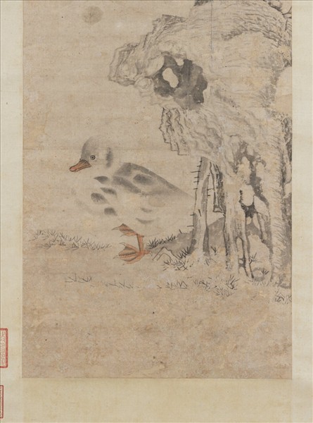 明沈周春水新鵝　軸