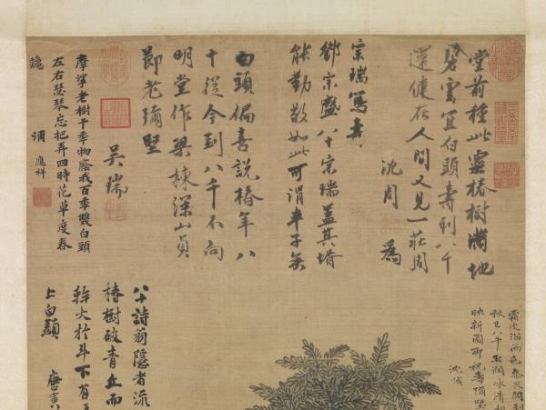 明沈周白頭長春圖　軸