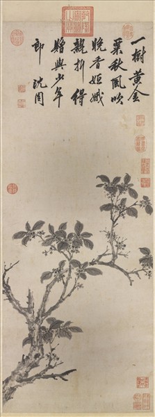 明沈周金粟晚香圖　軸