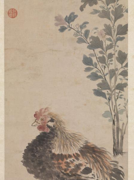 明沈周畫雞　軸