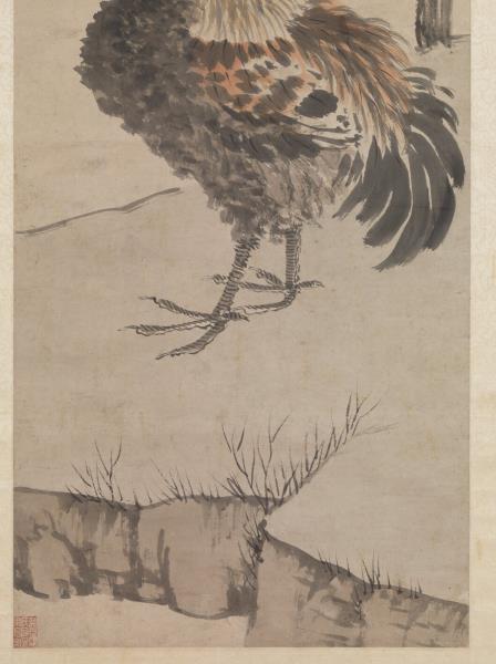 明沈周畫雞　軸