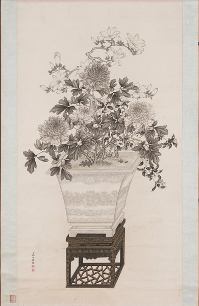 清沈全墨牡丹　軸