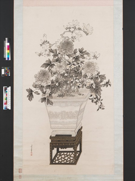 清沈全墨牡丹　軸