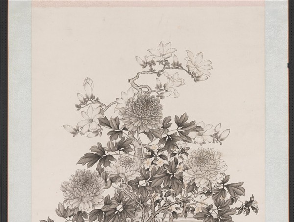 清沈全墨牡丹　軸