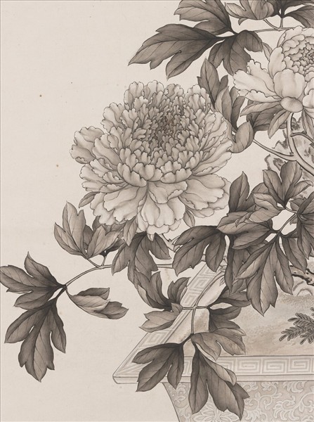 清沈全墨牡丹　軸