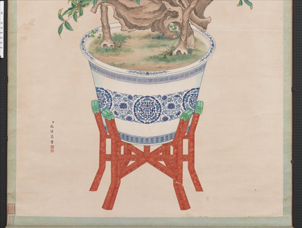 清張愷畫盆桂　軸