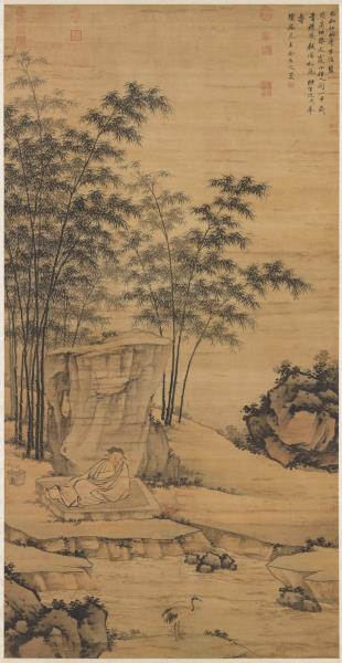 明沈周芝鶴圖　軸