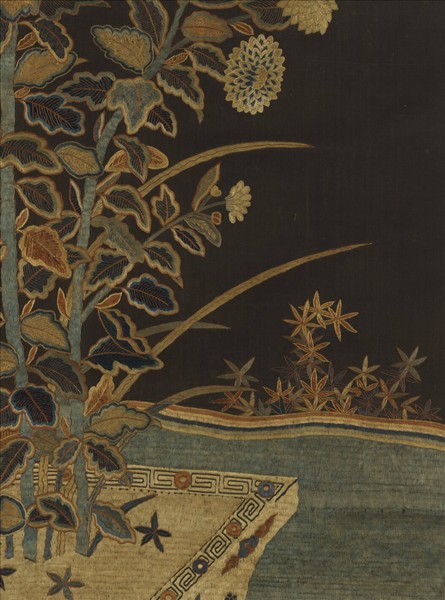 宋繡盆菊詩意簾　軸