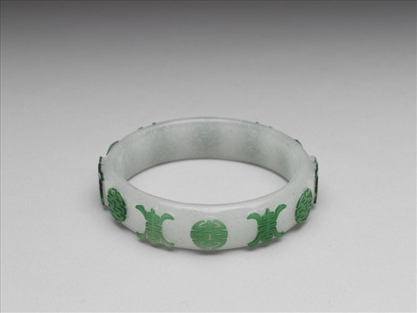 套綠壽字玻璃鐲