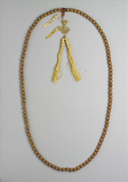 茄楠木嵌金團壽念珠