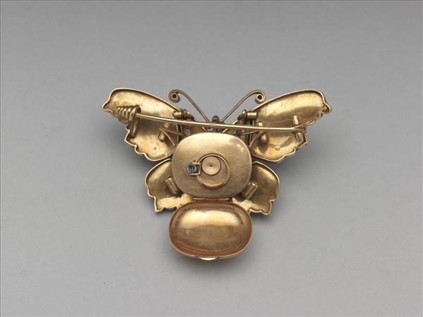 內填琺瑯嵌寶石蝴蝶式胸針錶