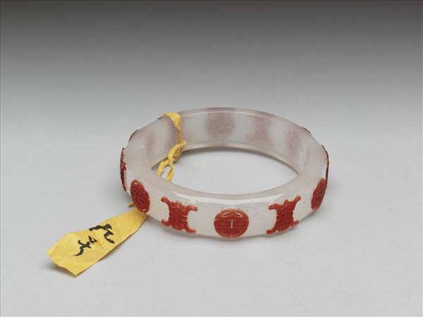 套紅壽字玻璃鐲