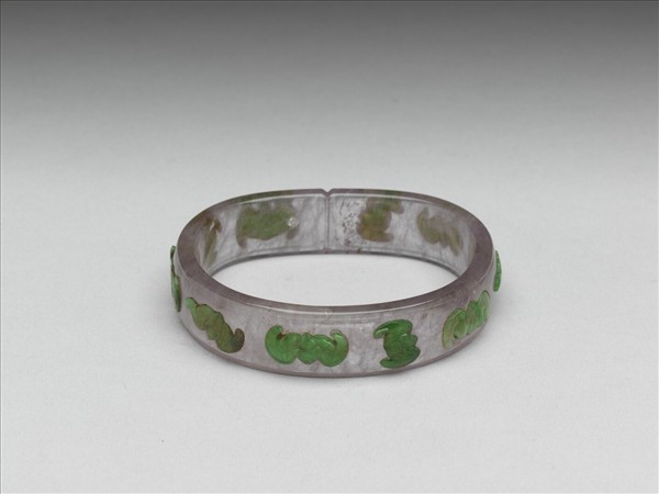 紫瑛鑲綠玉鐲