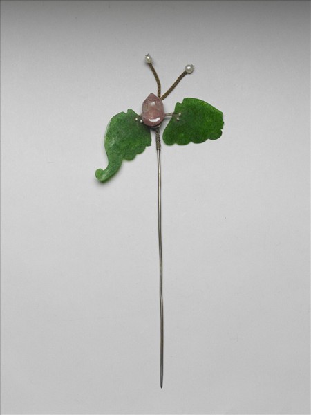 翠玉碧璽蝙蝠簪