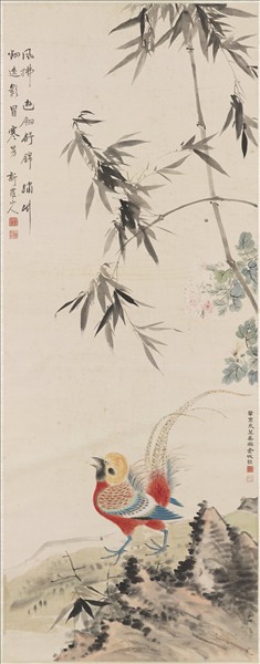 民國金城臨華喦錦雞　軸