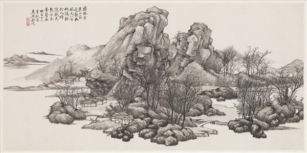 民國金城山水橫幅　單片