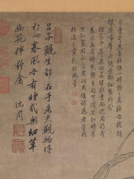 明呂紀畫草花野禽　軸