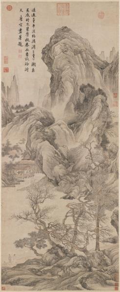 明唐寅暮春林壑　軸