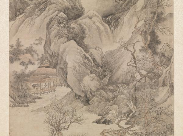 明唐寅暮春林壑　軸