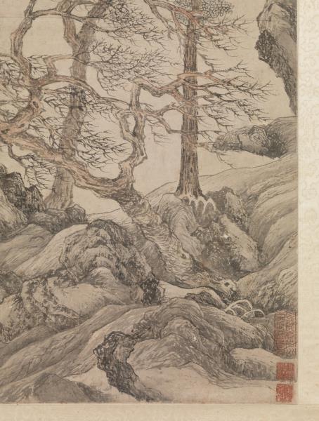 明唐寅暮春林壑　軸