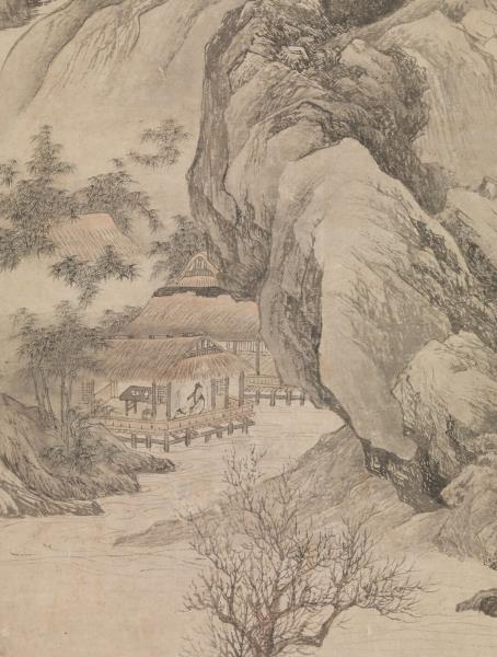 明唐寅暮春林壑　軸