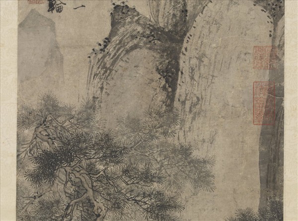 明唐寅松溪獨釣圖　軸