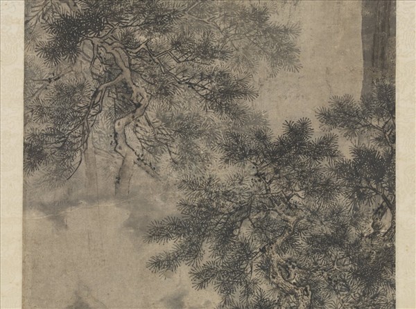 明唐寅松溪獨釣圖　軸