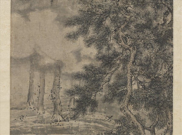 明唐寅松溪獨釣圖　軸