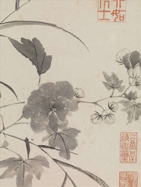 明唐寅臨水芙蓉圖　軸