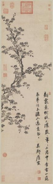 明唐寅杏花　軸