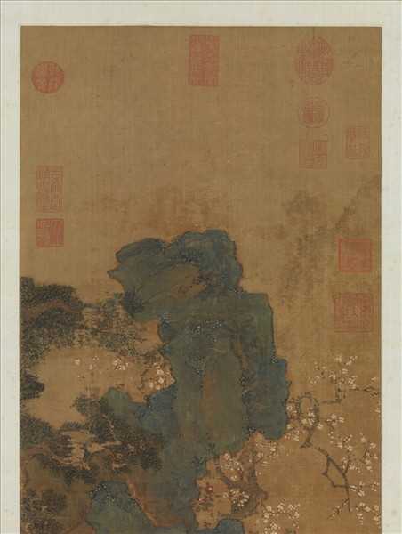 明仇英梅石撫琴圖　軸