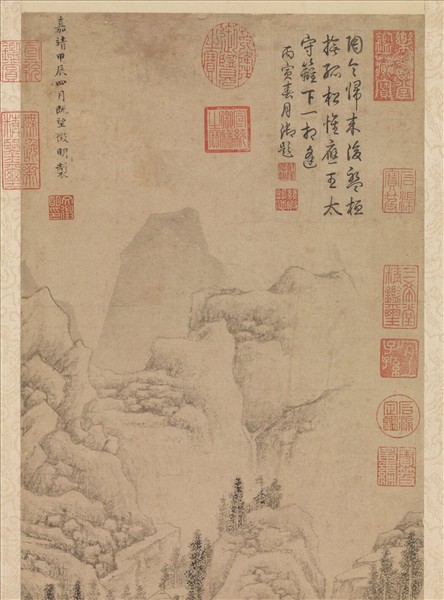 明文徵明松陰曳杖圖　軸