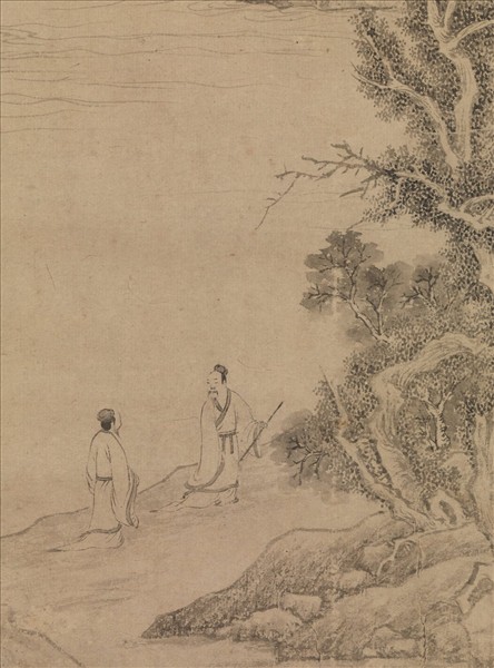 明文徵明松陰曳杖圖　軸