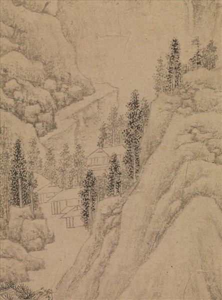 明文徵明松陰曳杖圖　軸