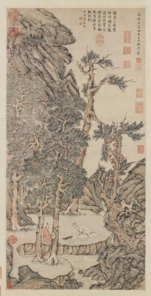 明文徵明茂松清泉　軸