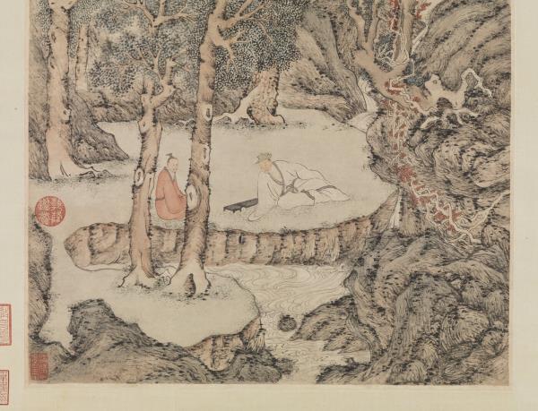 明文徵明茂松清泉　軸