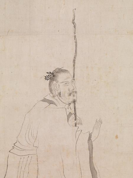 明陳洪綬倚杖閒吟圖　軸