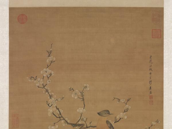 明陳洪綬畫梅花山鳥　軸