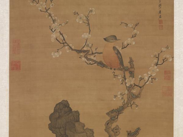 明陳洪綬畫梅花山鳥　軸