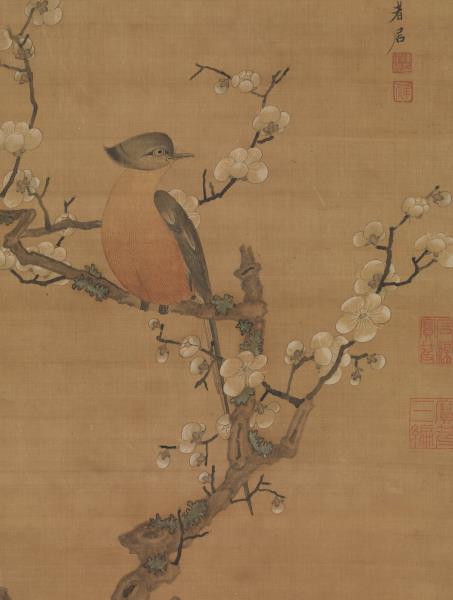 明陳洪綬畫梅花山鳥　軸