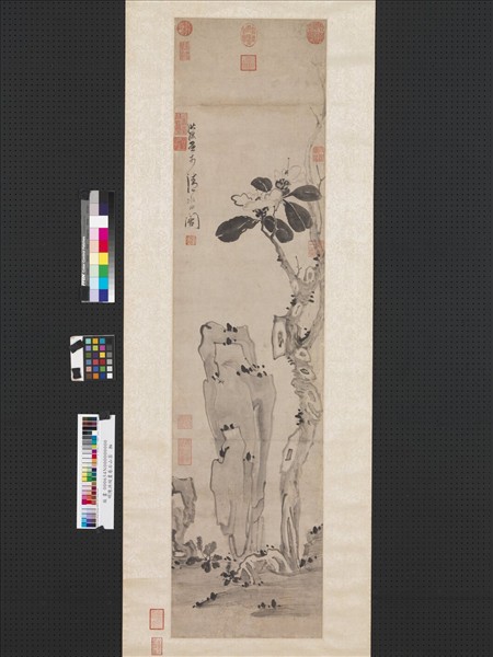 明陳洪綬畫卷石山茶　軸