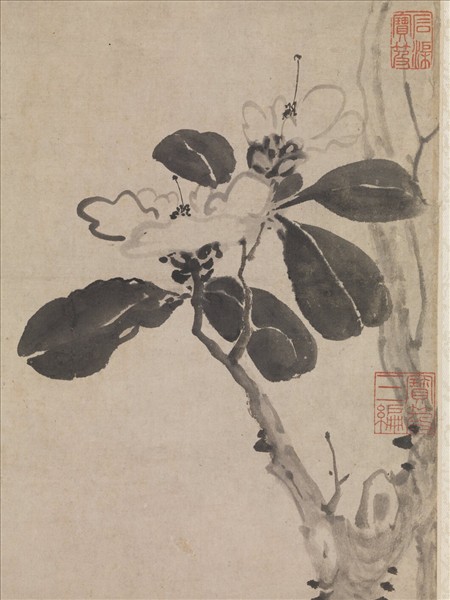 明陳洪綬畫卷石山茶　軸