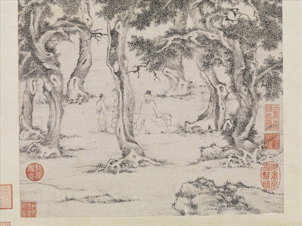 明人畫七星古檜圖　軸