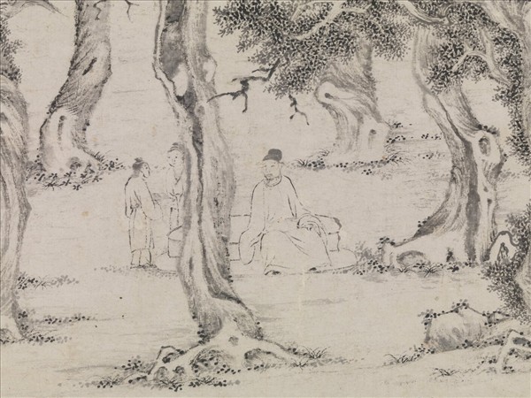 明人畫七星古檜圖　軸